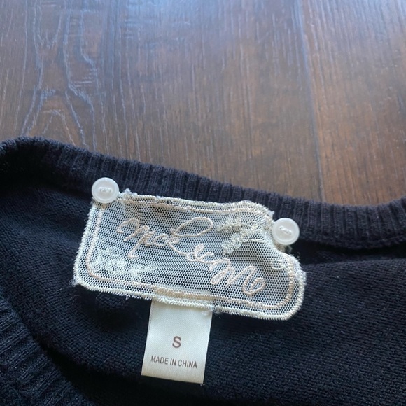 Anthropologie Nick & Mo black & white embroidered flower button down cardigan - Picture 4 of 4